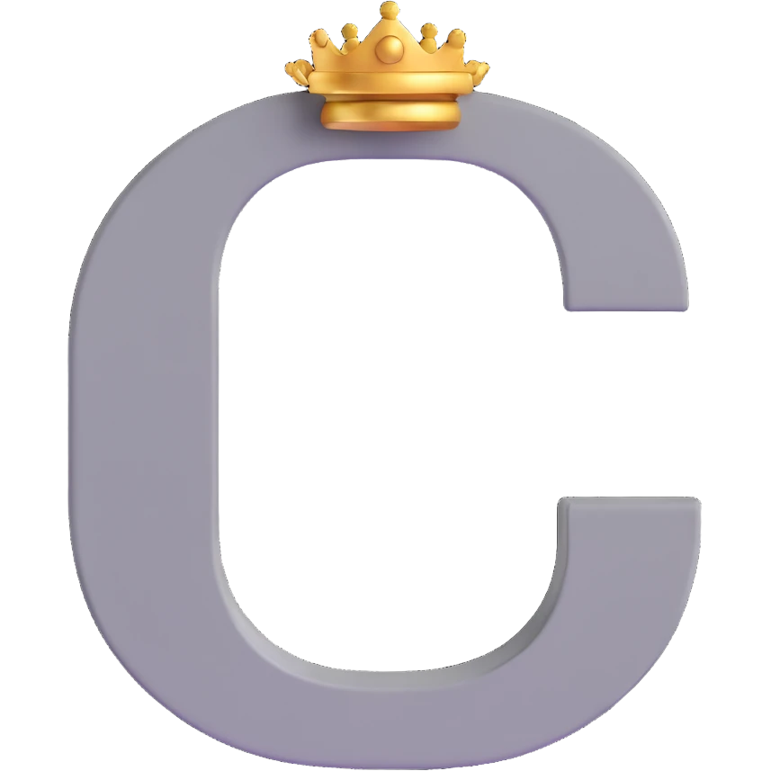 Gray letter C with an angelic golden halo above it, representing Grace/Gracie/graycee emoji