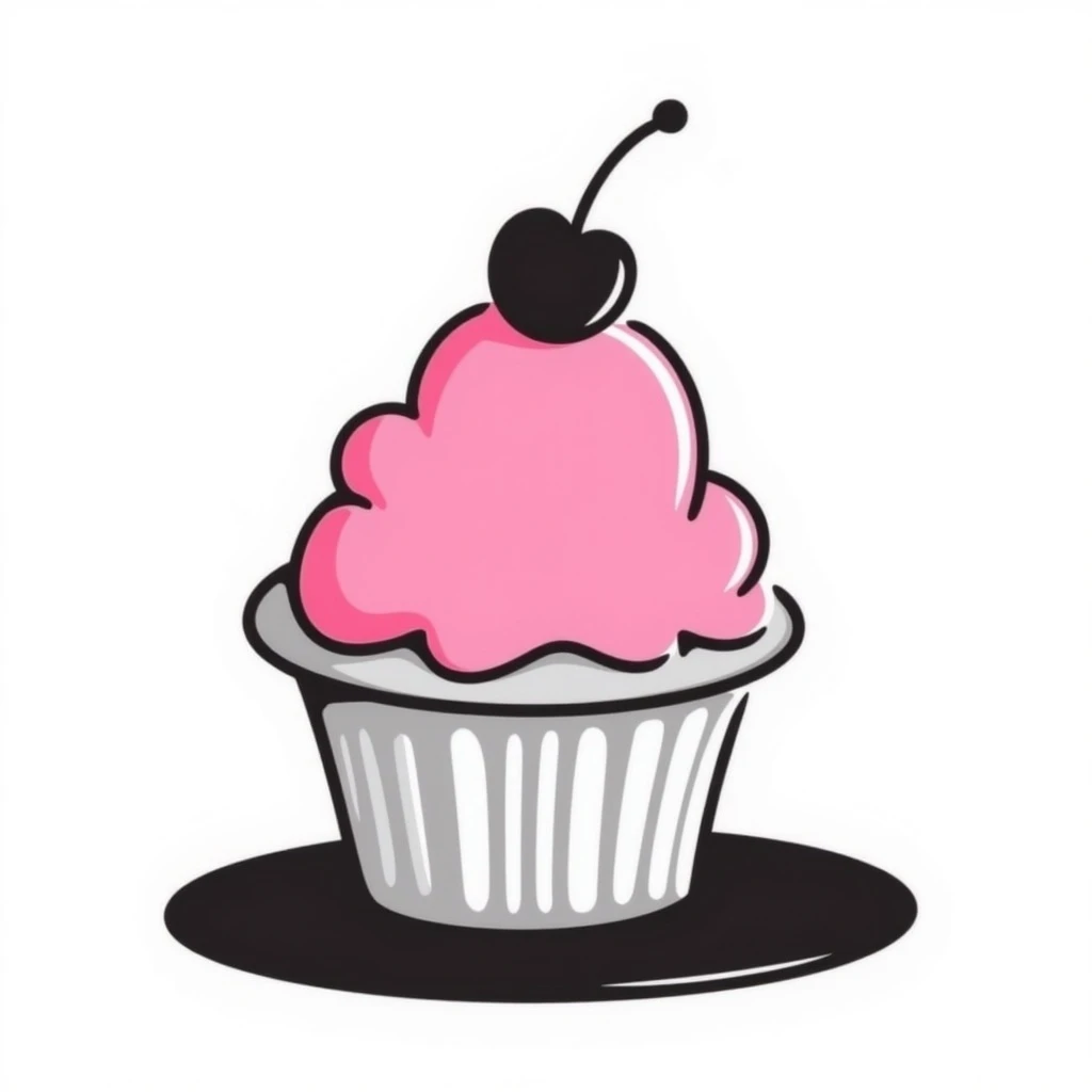 A cupcake with pink icing emoji