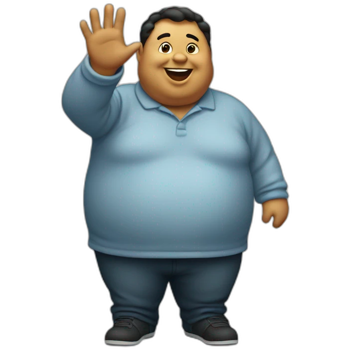 Fat person waving emoji