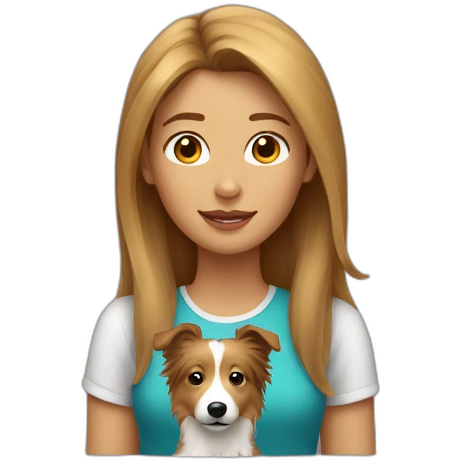 light-broun hair yong woman and a sheltie dog emoji