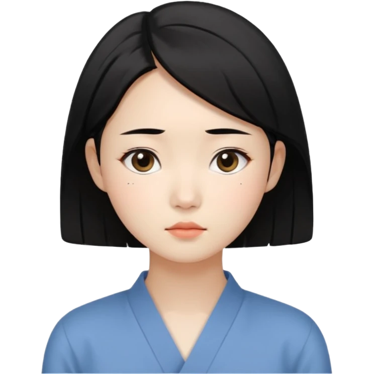Korean woman, East Asian features,
female human face avatar only,
headshot portrait, face only,
thoughtful and calm expression, sensitive mood,
neutral face, minimal expression,
natural black hair, simple hairstyle,
clean background,
no clothes, no body, no accessories,
no cartoon, no fantas emoji
