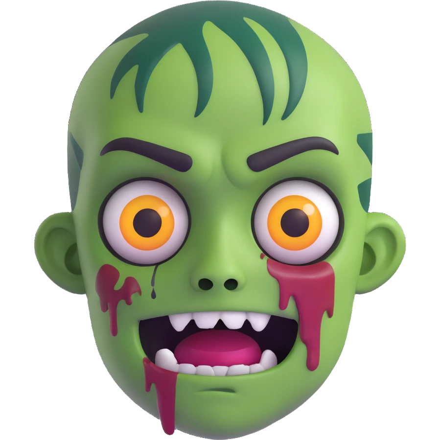 zombie face emoji, green skin, cartoonish, simple expression emoji