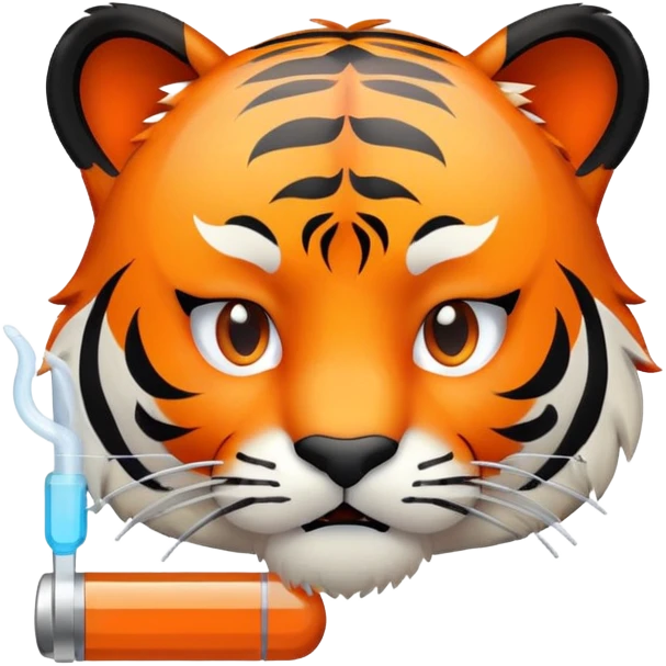 sick tiger face with thermometer and tissue for Twitch emote emoji