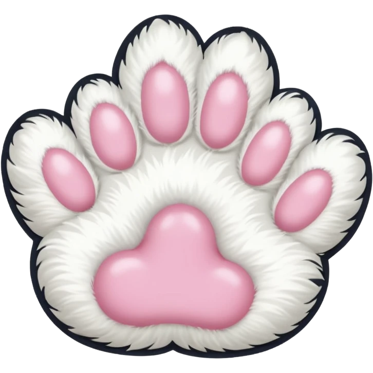 white cat fluffy paw, from the bottom, cute emoji