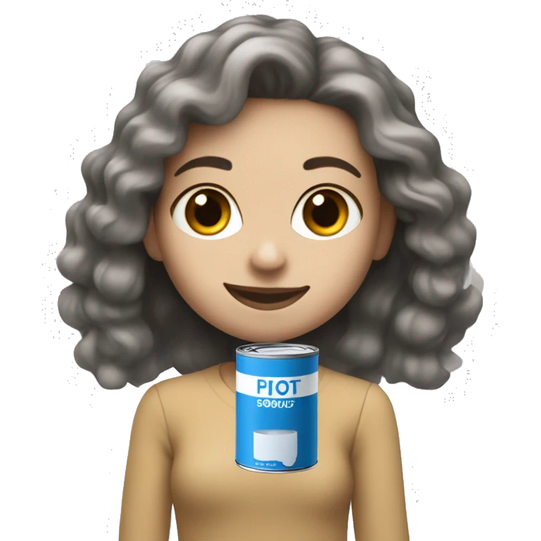 white girl with can of blue paint and brush emoji