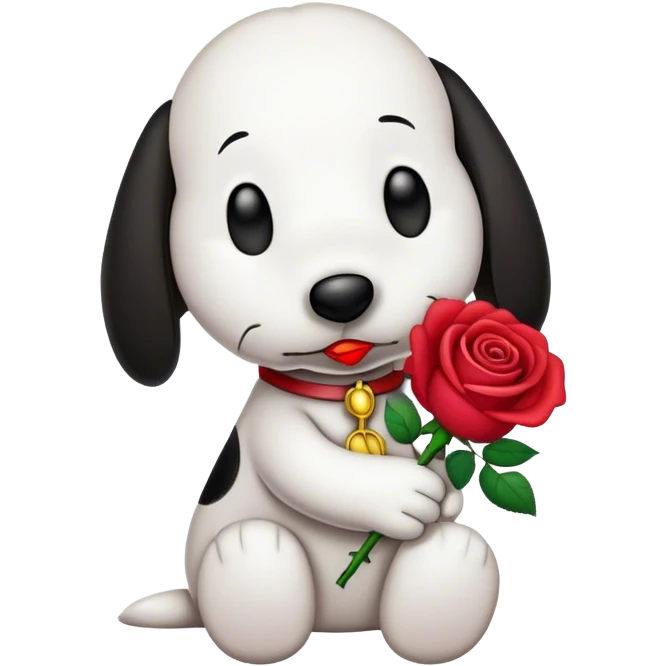 Create a Snoopy with a rose emoji