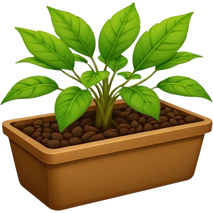 plantas en macetas rectangulares color café emoji