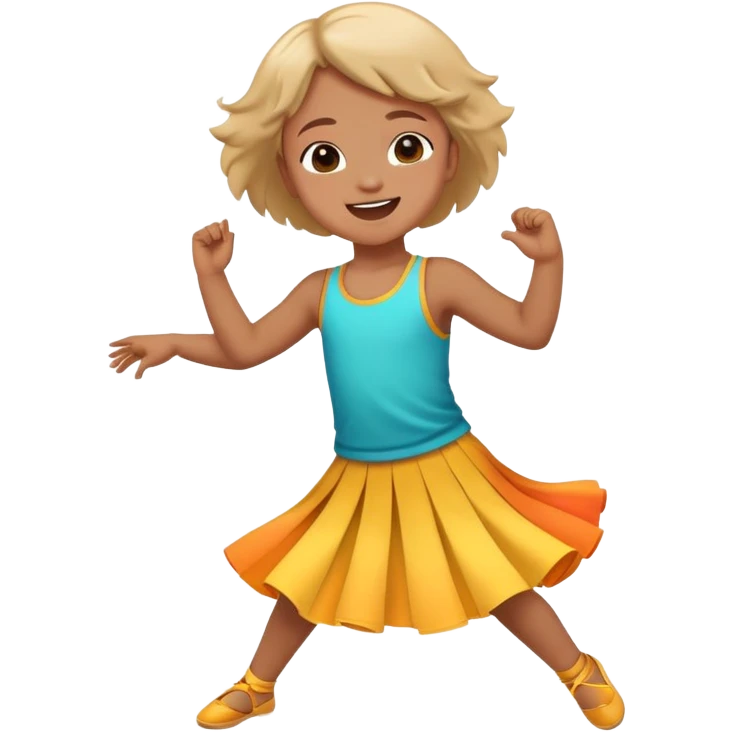 child dancing joyfully, colorful and energetic emoji