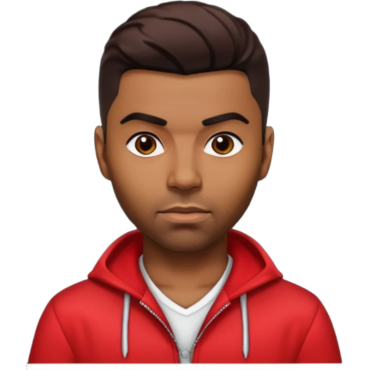 Ginuwine with dark brown hair, red outfit emoji