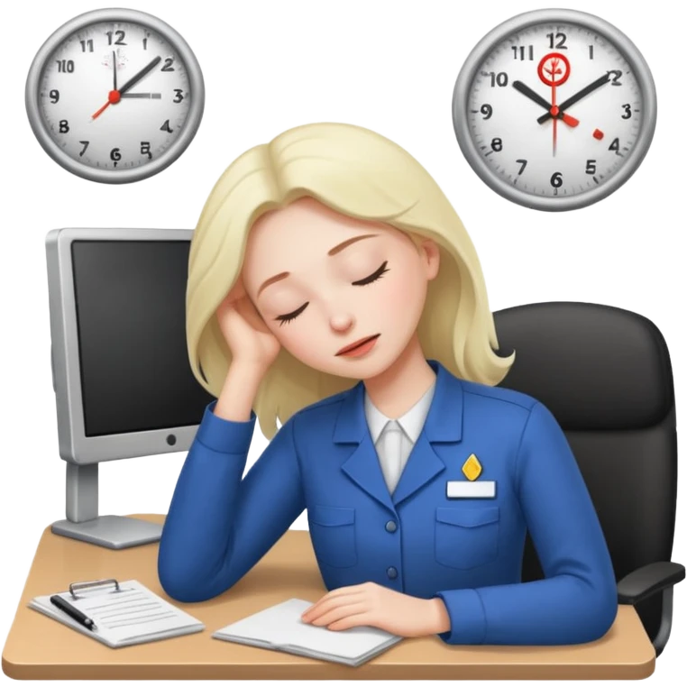 Woman sleeping at work emoji