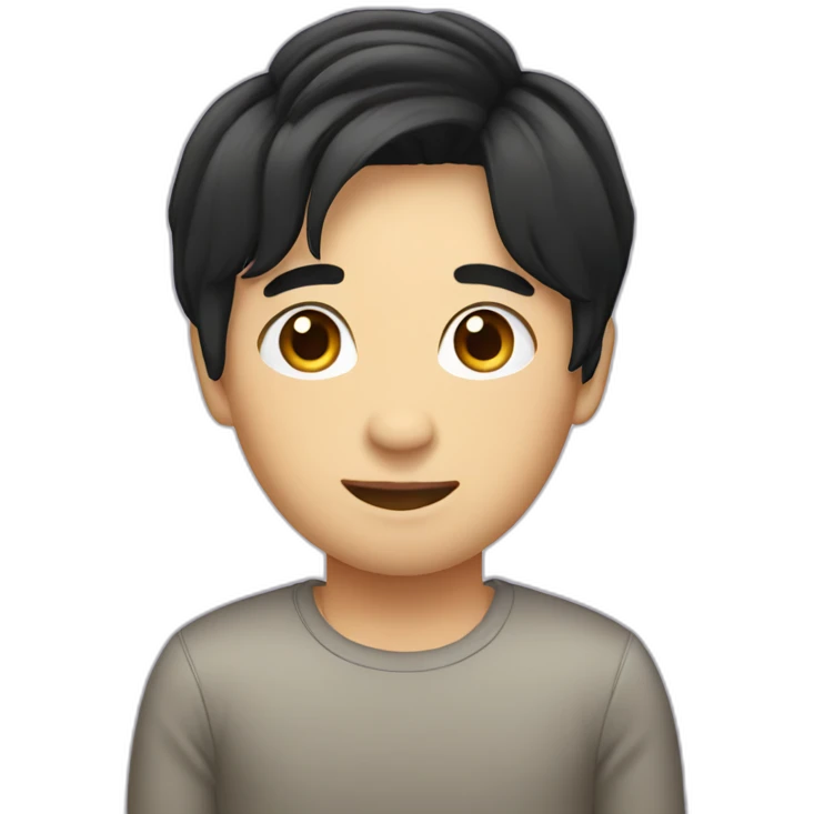 asian male with curtains haircut black hair emoji