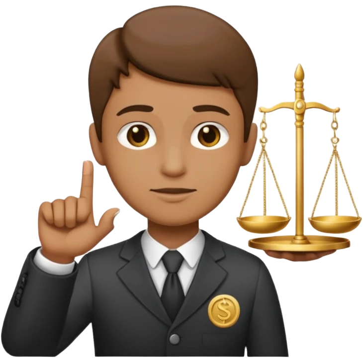 A serious person balancing a coin and legal scale emoji emoji