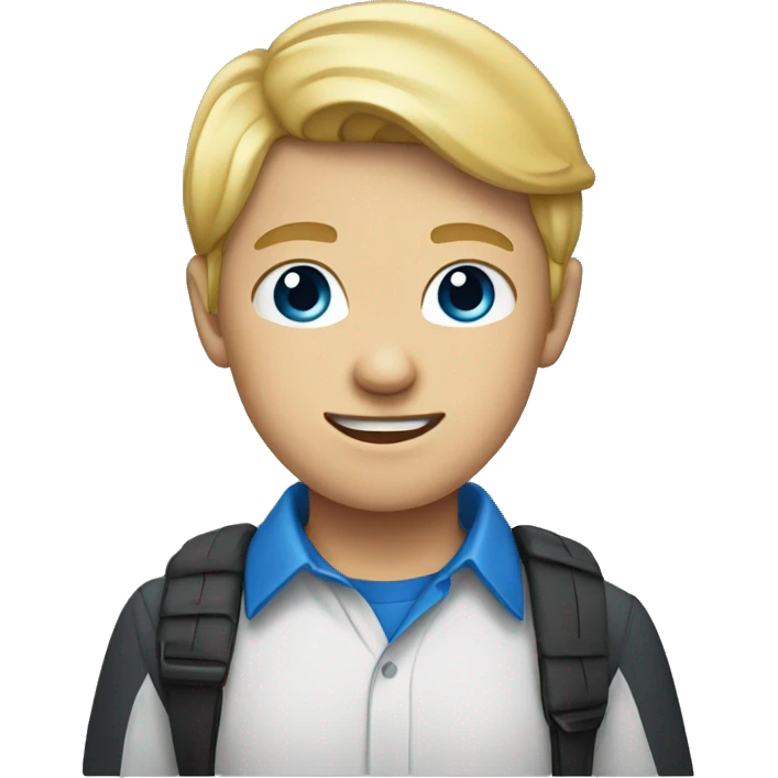 blond teenage boy wearing blue collared shirt emoji