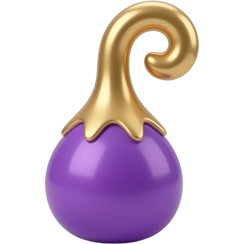 Keep exact original product shape and proportions, same silhouette and details, only enhance sharpness and realism, cleaner edges, stronger 3D depth, matte purple body, glossy golden curled stem, soft studio lighting, realistic shadow, clean gray background, centered, ultra detailed, 8K. emoji