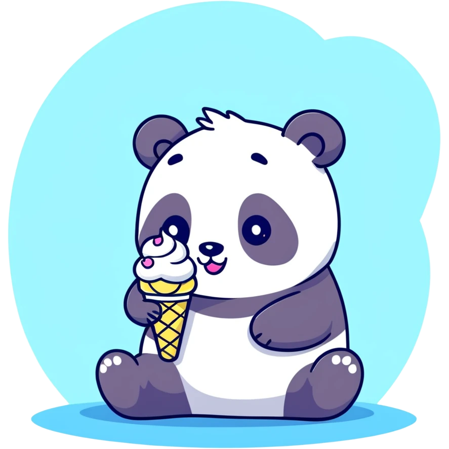 Panda eating ice cream emoji