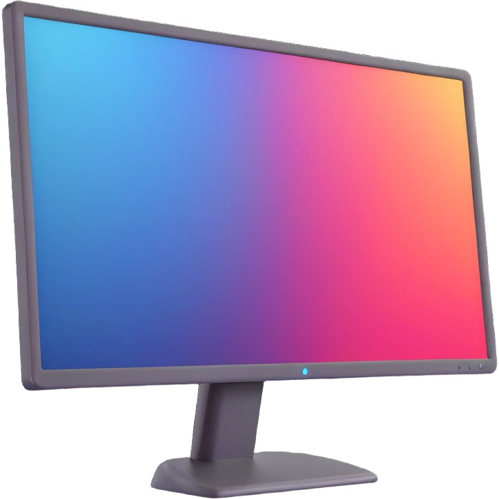 Minimalist 3D-emoticon-style icon of a desktop monitor with soft shading and subtle highlights emoji