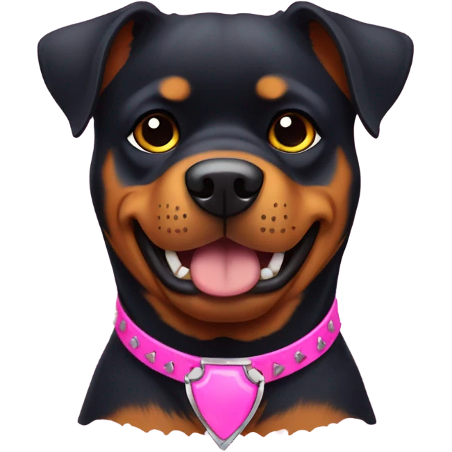Rottweiler with a pink collar with spikes emoji