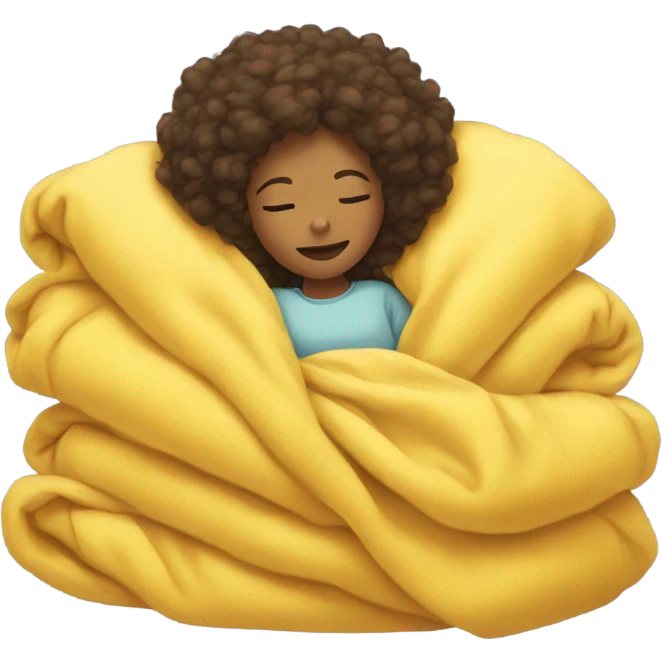 Girl sleep with yellow blanket  emoji