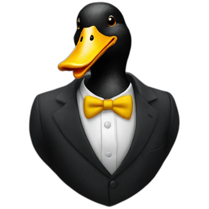 black duck on suit laughing emoji