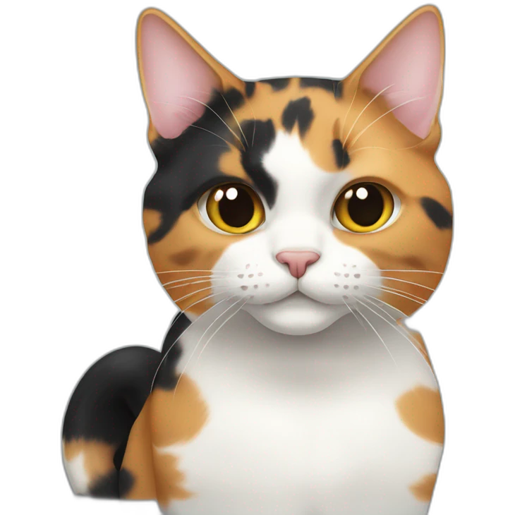 Calico cat eating emoji