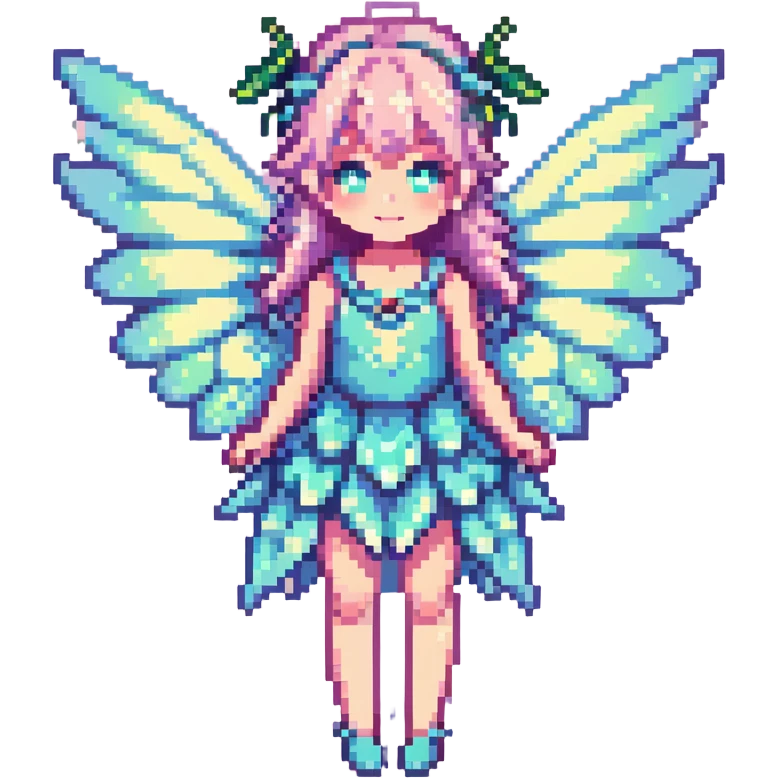 fairy with glowing wings, pastel palette emoji
