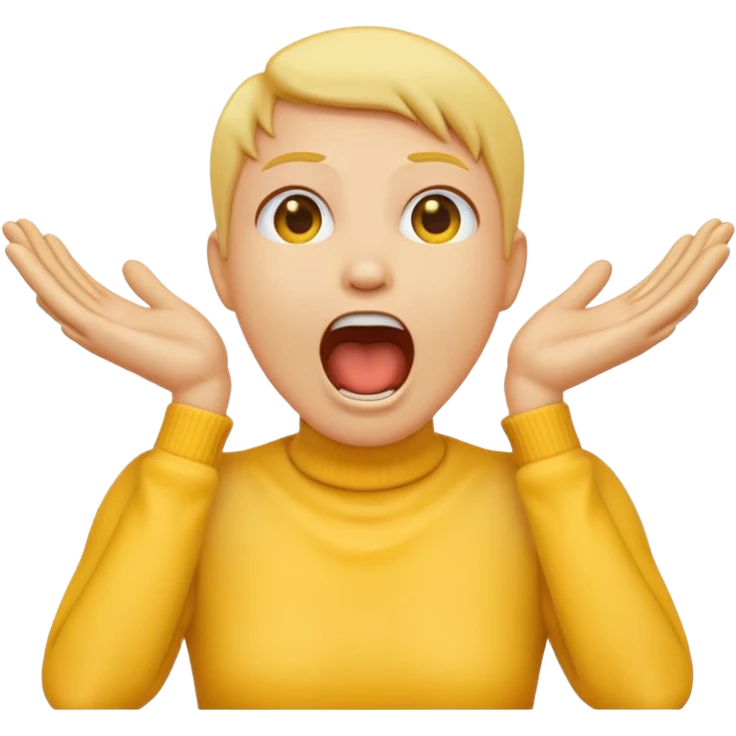 Hands on neck classic yellow emoji style screaming emoji