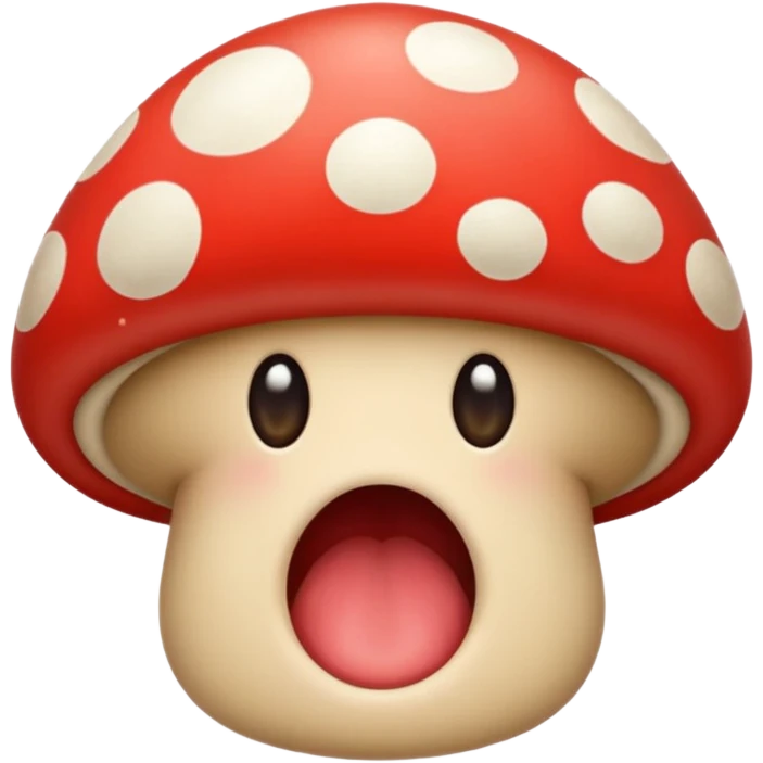 Mushroom biting lip emoji