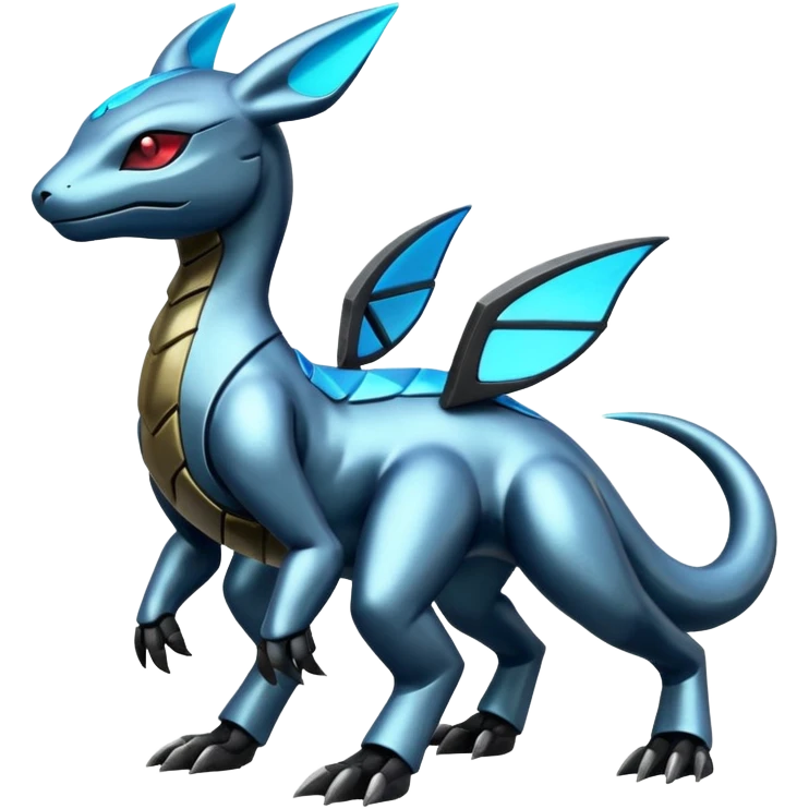 Shiny Futuristic Dusknoir-Salandit-Glaceon-Fakémon-hybrid-creature (full body)  emoji