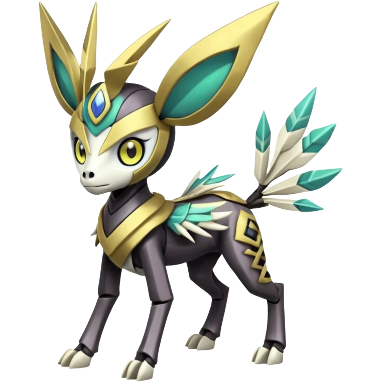 Arrow-patterned chevron-marked Big-eyed anime-styled Colorful Shiny Tribal Skeletal masked armored Meloetta-Silvally-Solgaleo-Raikou-Pokémon-Digimon-Fakémon-fusion-hybrid-creature, full body emoji