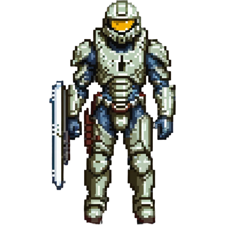 male Halo Spartan nomad with battle-worn armor and scavenged equipment emoji