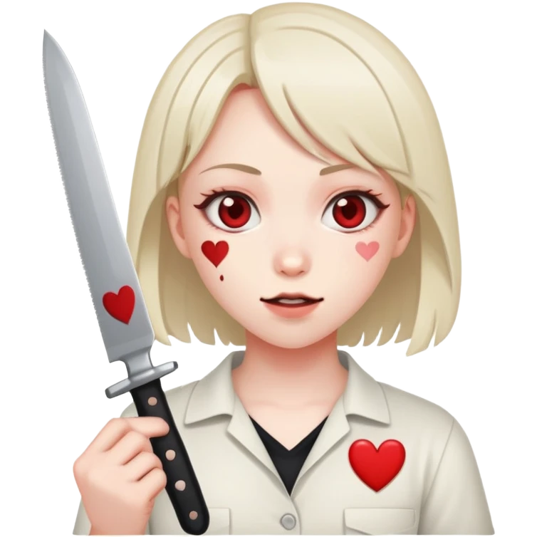  yandere holding a knife with heart eyes emoji