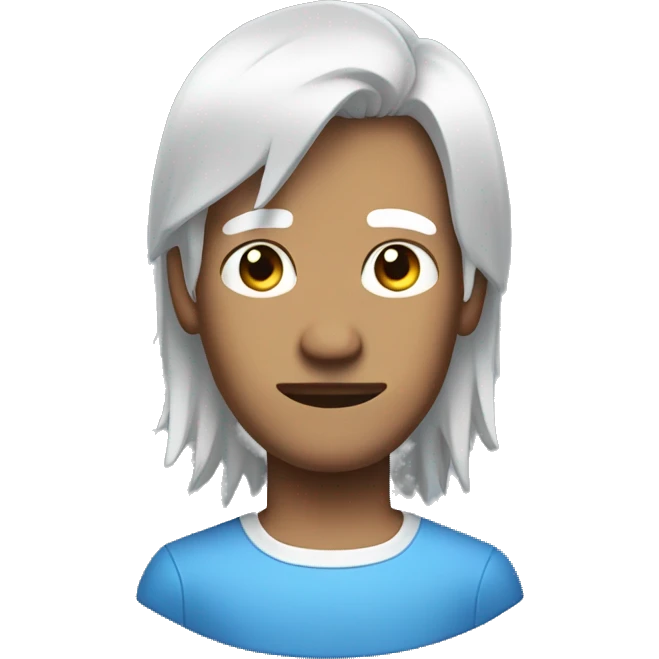 guy with huge white and black mullet and o'clock shadow blu eyes  emoji