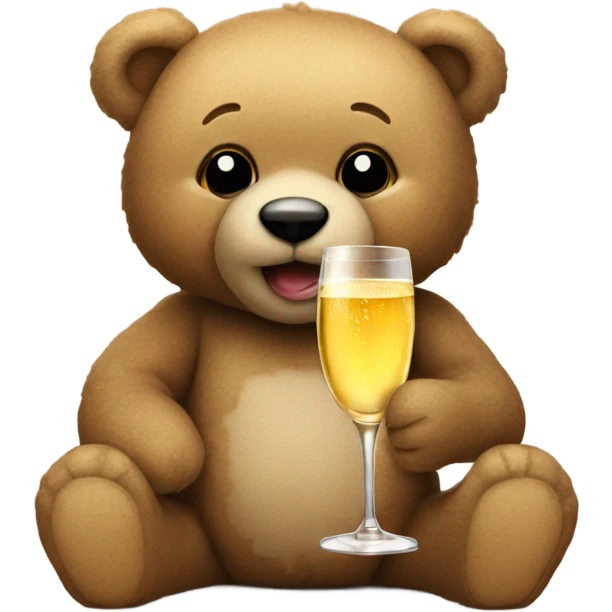 Teddy Bear drinking a glass of champagne  emoji