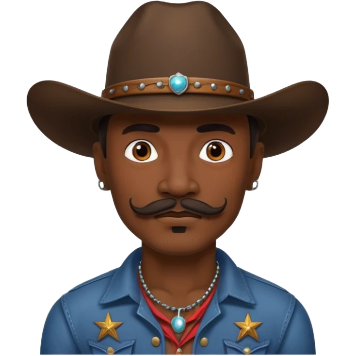 tattooed and mustached cowboys dark face emoji