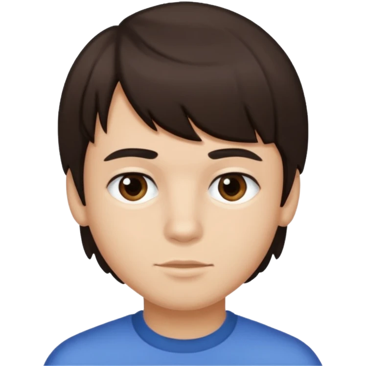 boy dark brown hair with bangs with straight eyebrows cleaning emoji