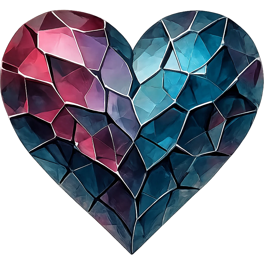 heart with a shattered gemstone effect, remove background emoji