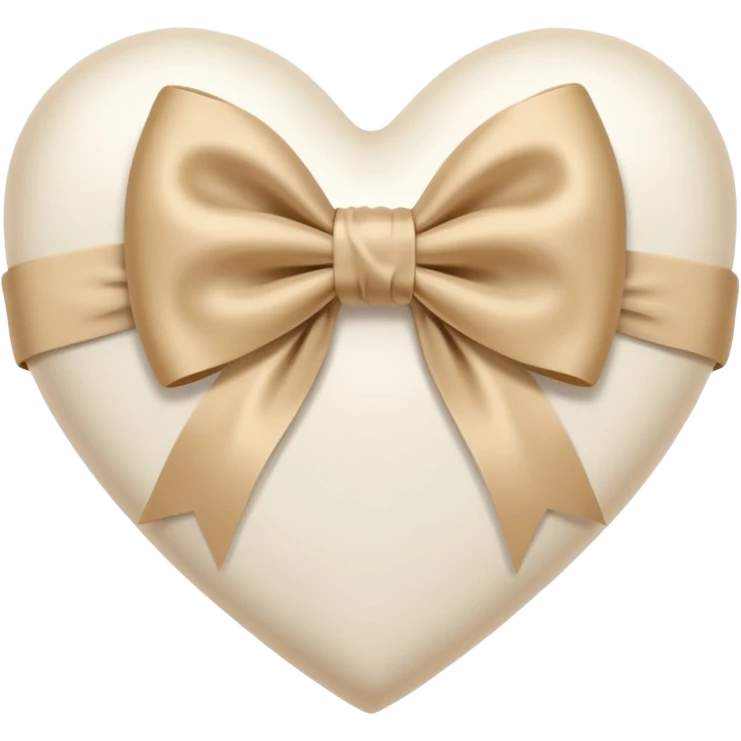 white heart with beige bow, bow on top emoji