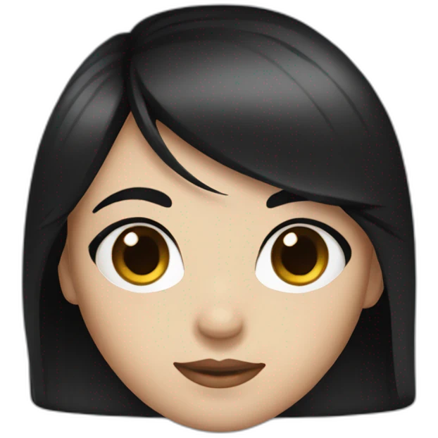 Cute woman with straight black hair and blue eyes emoji