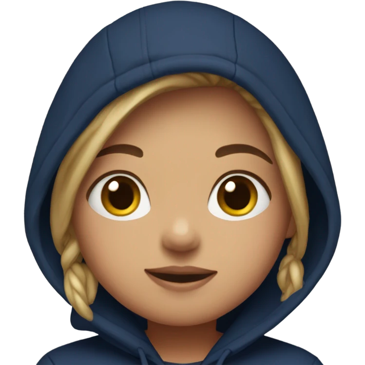 Girl in navy blue hoodie adorable face emoji