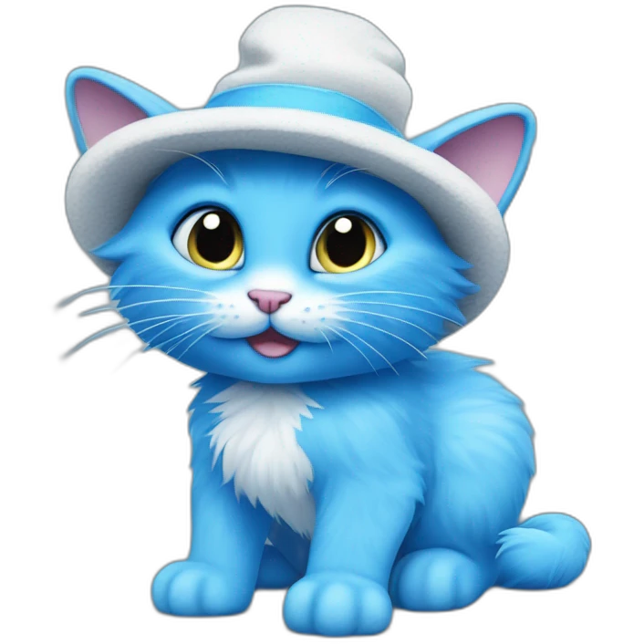 blue smurf cat with blue furr in hat emoji