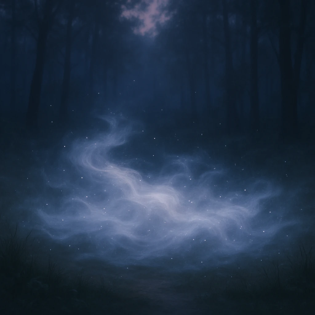 A delicate, wispy shroud of fog, floating above the ground, with light, airy textures and a magical, enchanting feel. emoji