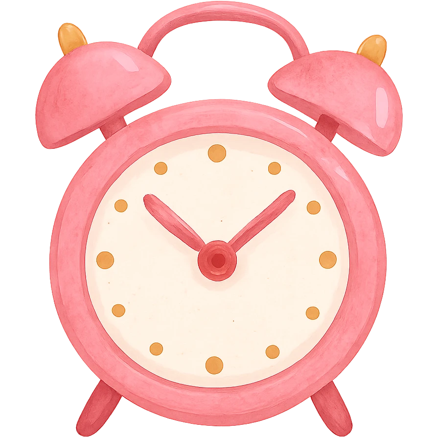 pink alarm clock, cute emoji