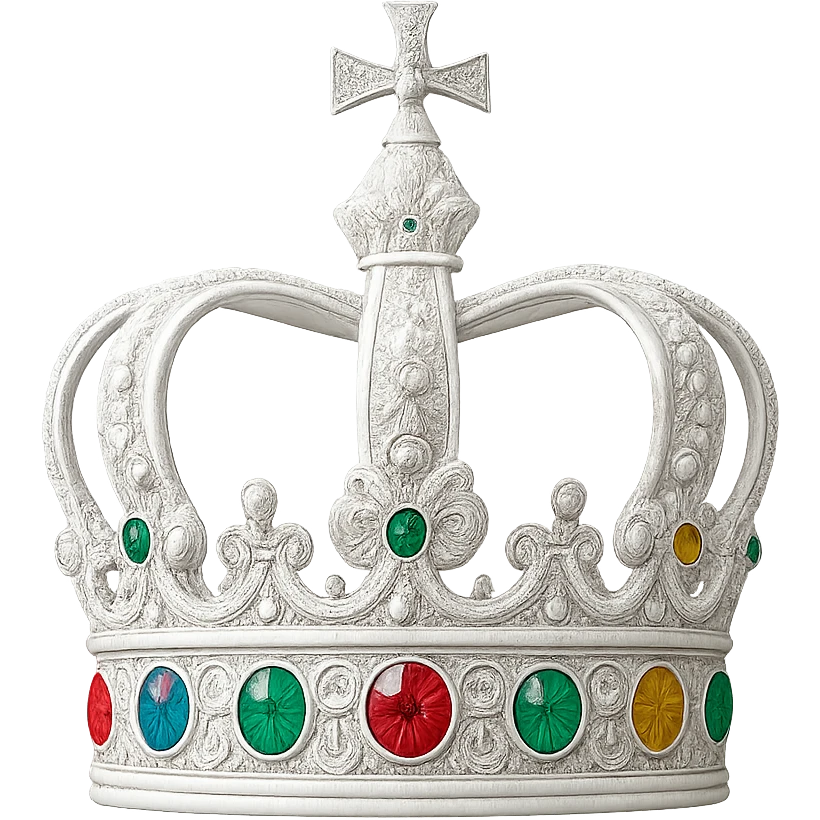 a white jeweled crown with colorful gems, ornate and regal, no background emoji