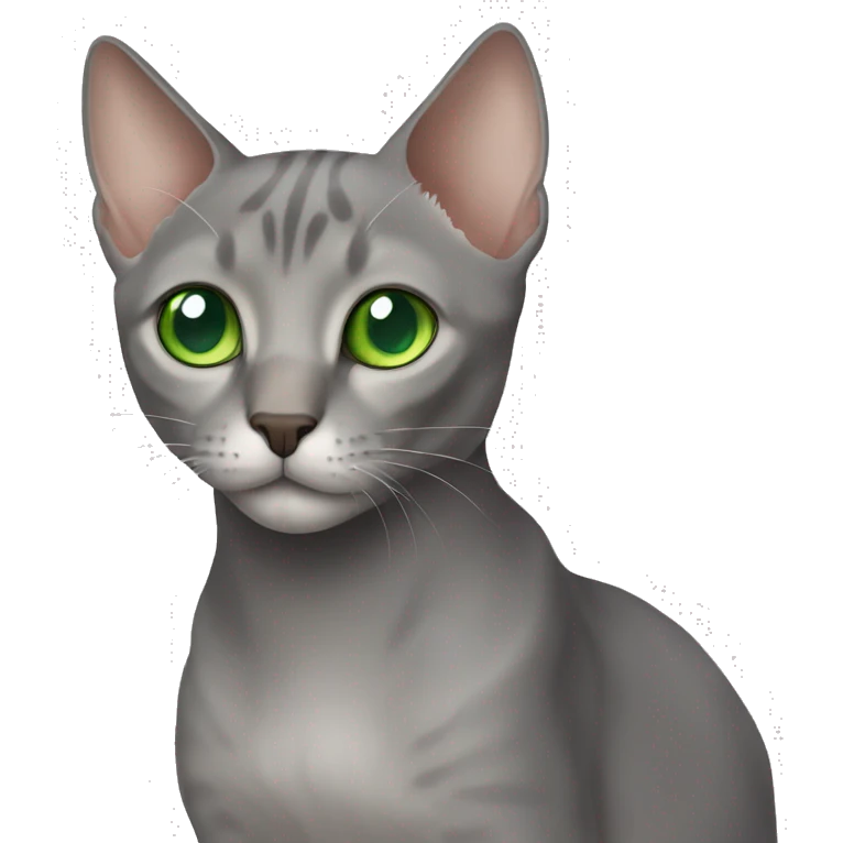 Gray oriental cat with green eyes emoji