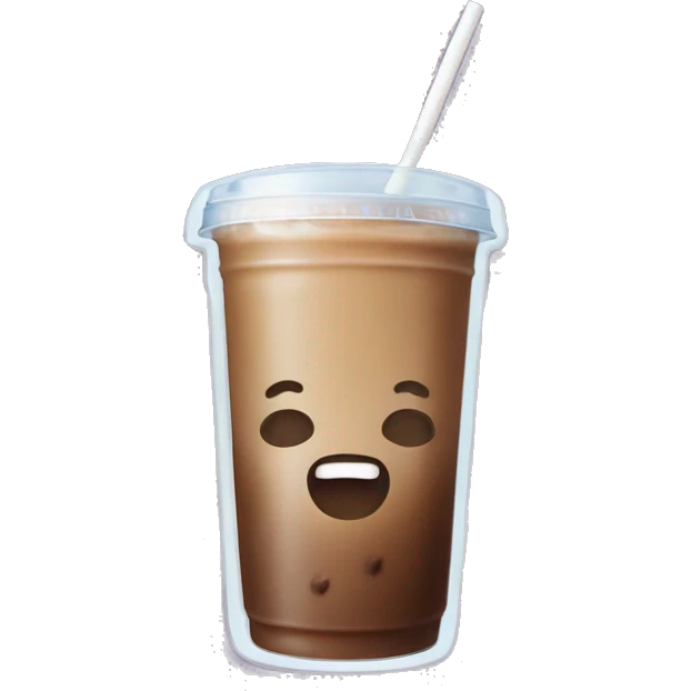 Iced coffee with no whipped cream flat lid with straw  emoji