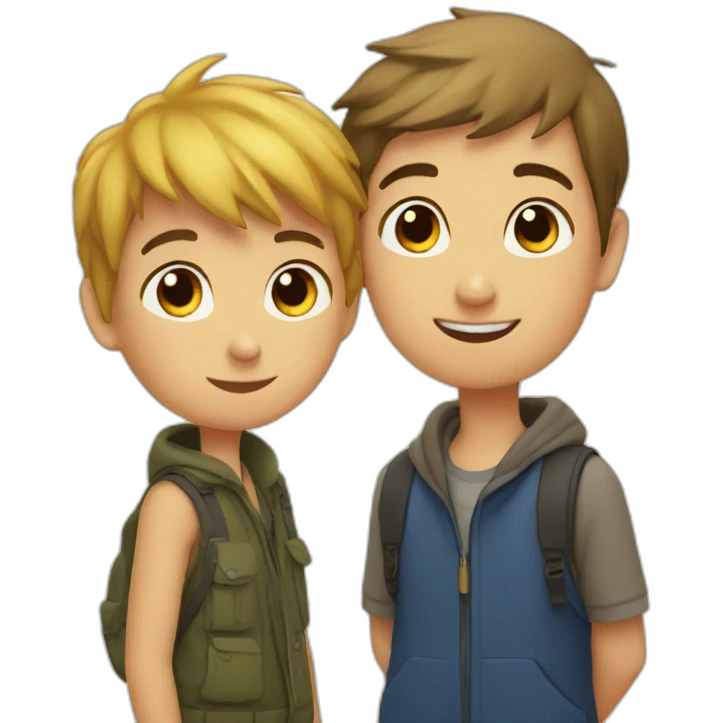 A goose and a boy emoji