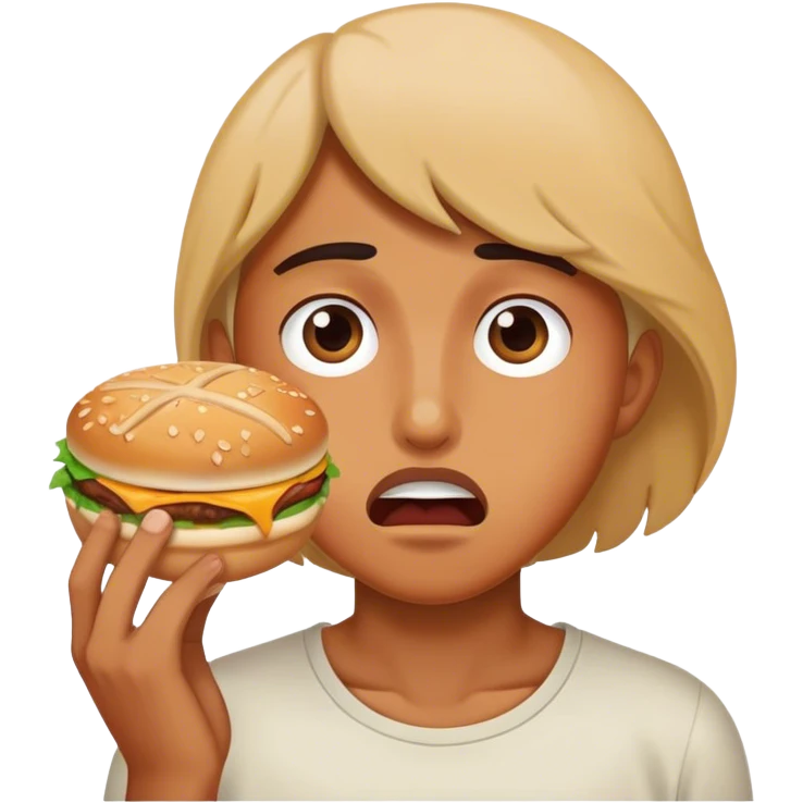 Hungry person looking at food with extreme hunger emoji