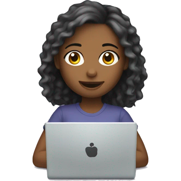 Girl doing hi design on laptop emoji