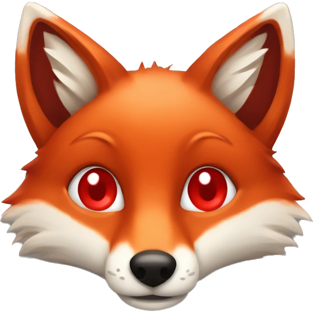 deep lush red fox face with tiny red heart instead of eyes emoji