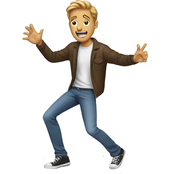A guy snapping out of reality emoji